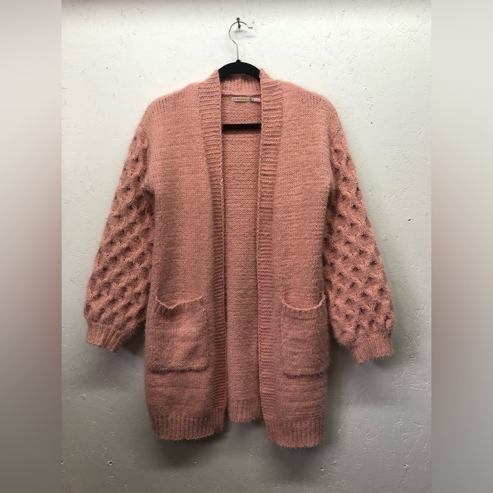 Esqualo dusty rose long open cardigan - Picture 5 of 13